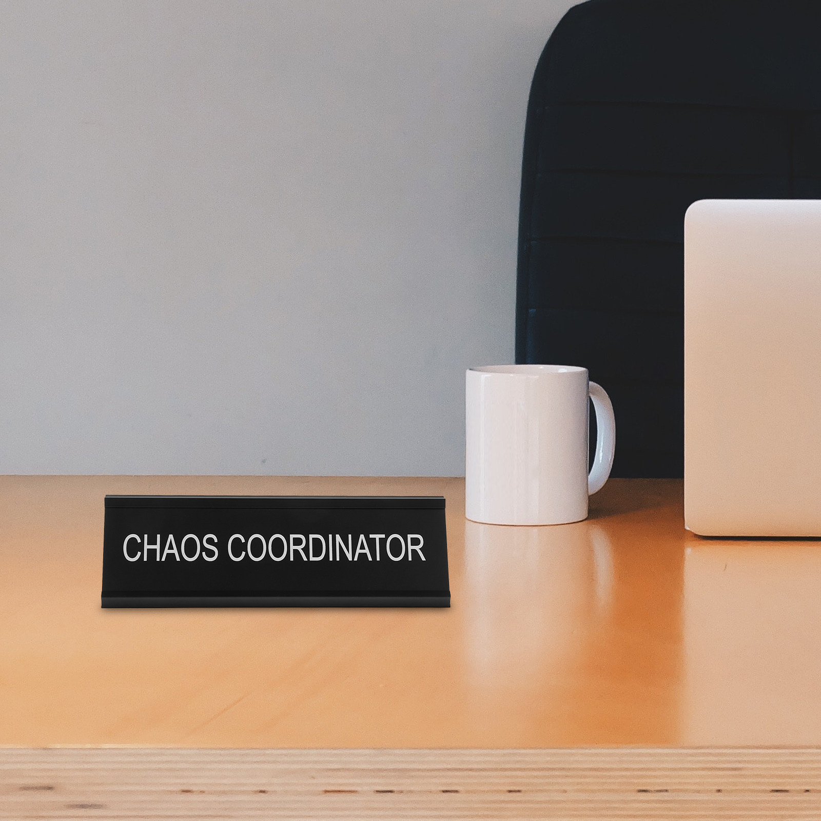 Desk Name Plate - L Shape Aluminum Desk Plaque Chaos