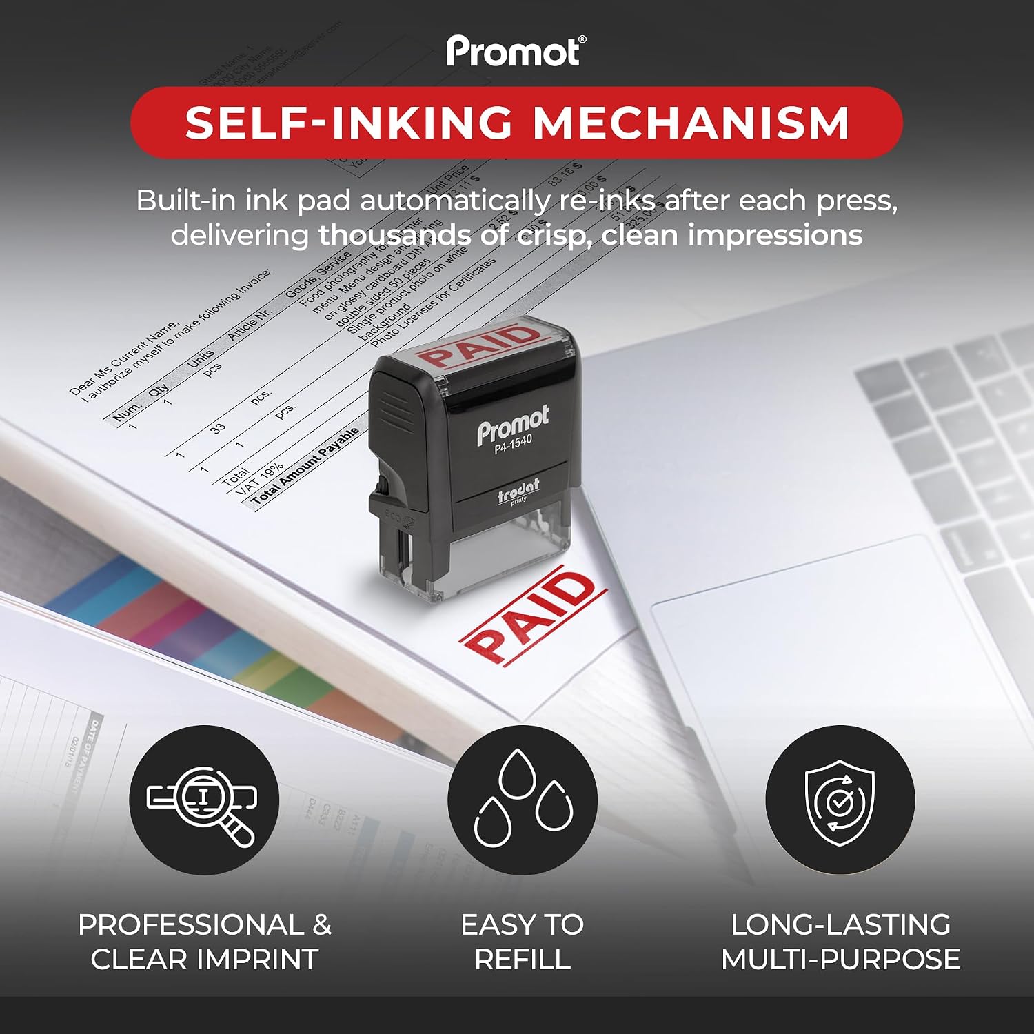 Self-Inking Paid Stamp Red Ref - Self Inking Stamp 评论和价格