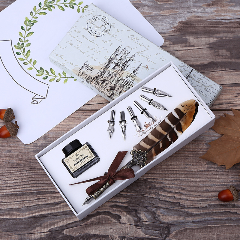 Retro Feather Dip Pen Writing  - Self Inking Stamp 评论和价格